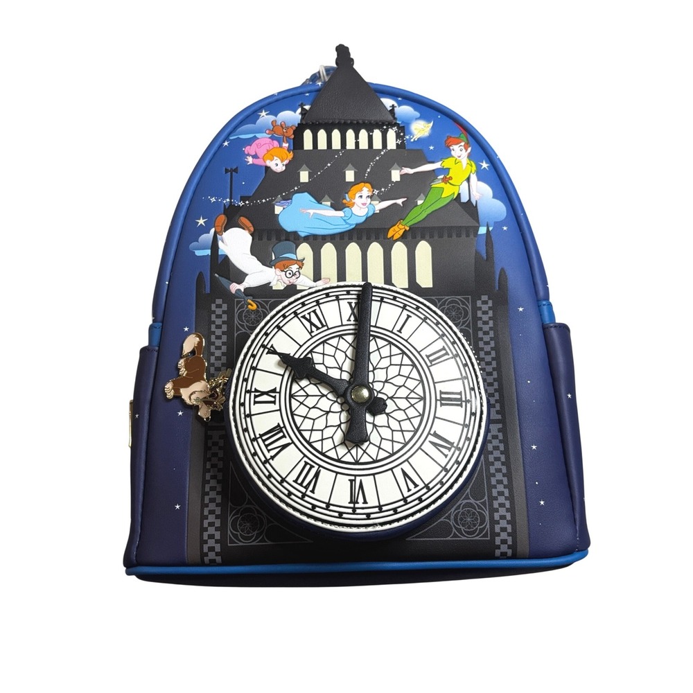 Loungefly Disney Peter Pan Glow in the Dark Big Ben Clock Mini Backpack Flying